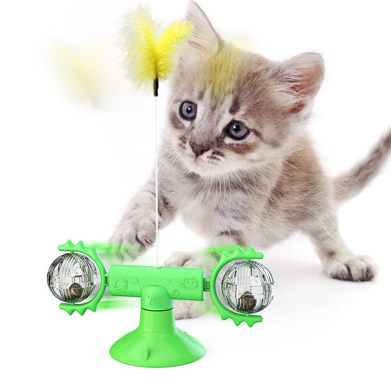 Cat Rotating Windmill Multi-Function Toys Itch Scratching Device Teeth Shining Toy