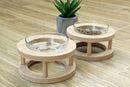Wooden and glass pet food bowl