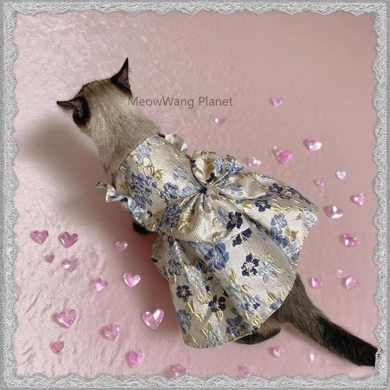 Dog Cat Clothes Pet Apparel Summer Floral Princess Dress For Small Dogs Cats New Season Lightweight Pet Apparel Cute Breathable Strappy Sundress Luxury Pet Gift For Cats Dogs