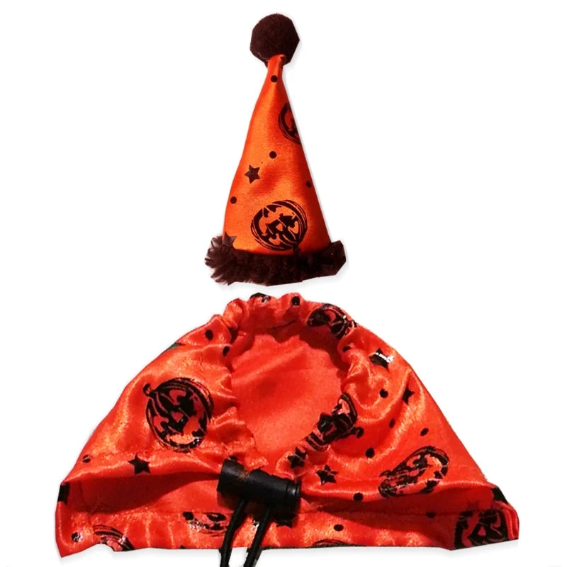 Adjustable Bearded Dragon Costume 2Pcs Hat with Cloak for Reptiles Small Pet Animals Holiday Dress Up Accessories