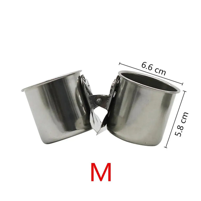 1 Pcs New Bird Feeder Cups Food Water Feeding Bird Double Cups With Clip Stainless Steel Parrot Cage Stand Bird Supplies