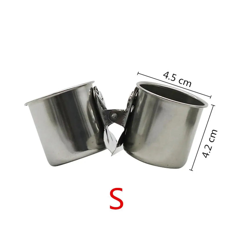1 Pcs New Bird Feeder Cups Food Water Feeding Bird Double Cups With Clip Stainless Steel Parrot Cage Stand Bird Supplies