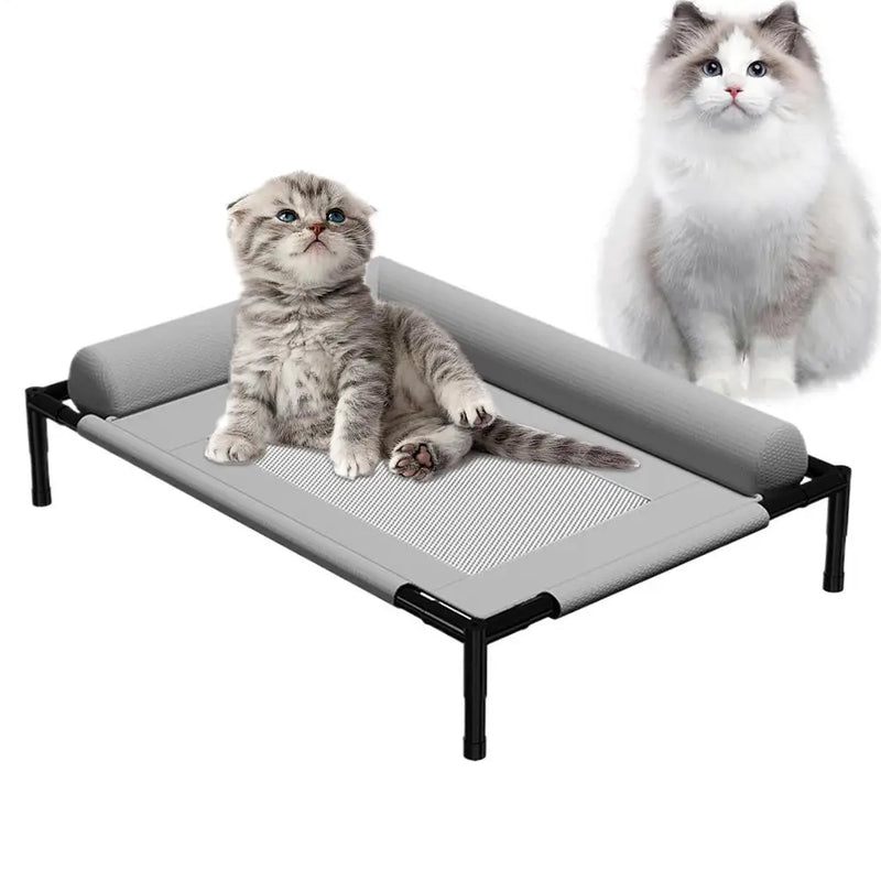 Dog Cot Outdoor Dog Bed With Pillow And Breathable Mesh Removable Pet Furniture For Cat Patio Sunbathing Travel Training Home