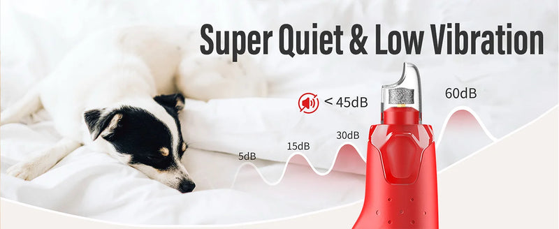 Dog Nail Grinder Dustproof with 2 LED Light - Super Quiet Powerful 6-Speed Nail Trimmer File for Small Medium Large Dogs dog acc