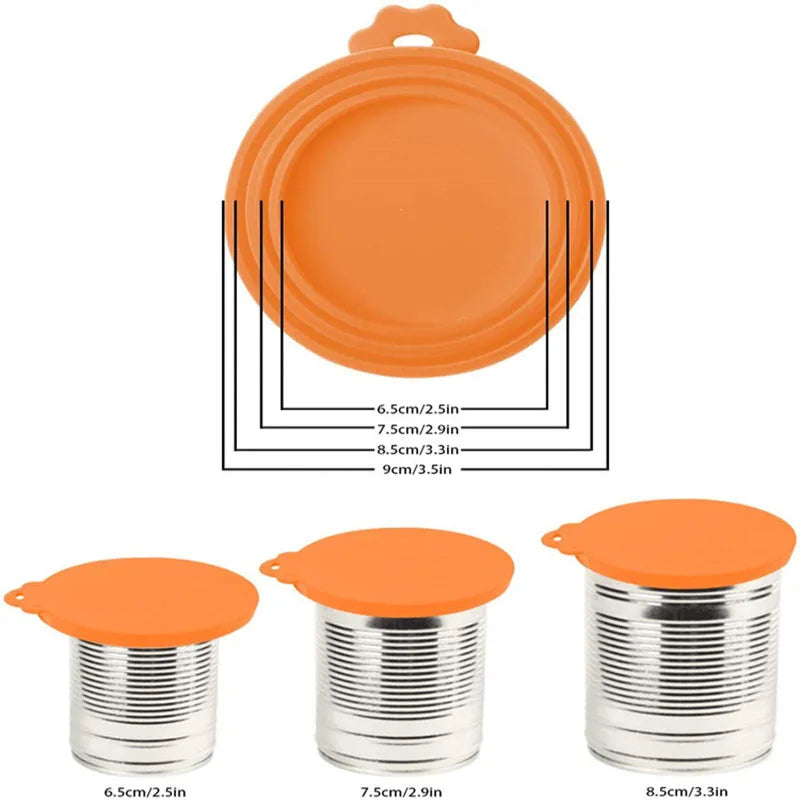 A set Reusable Pet Food Can Cover and Spoon Portable Dogs Cat Storage Tin Cap Lid Seal Cover Health Pet Supplies Pet Lids Can