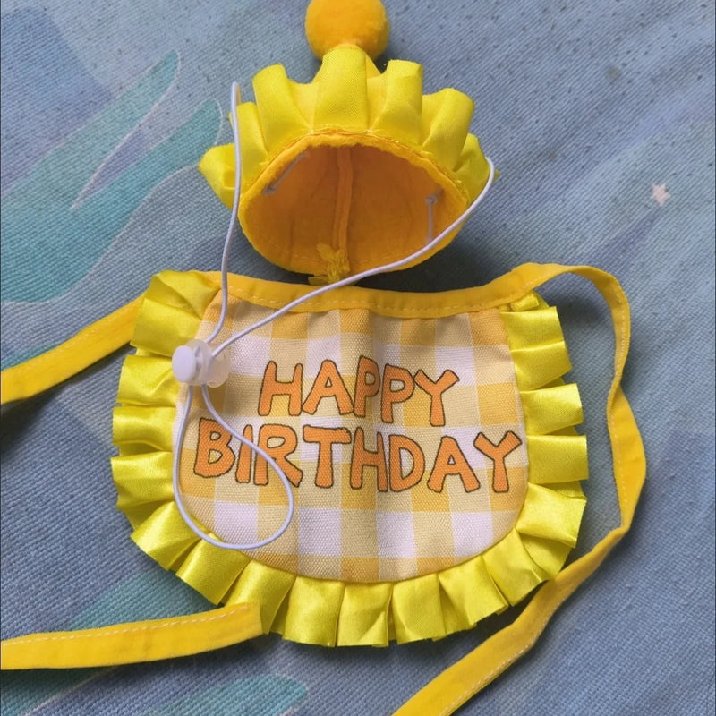 Cat Birthday Scarf Hat Set Dog Birthday Party Supplies Pet Scarf Cute Puppy Birthday Hat Scarf Decor For Small Medium Pets