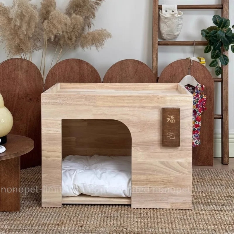 Pet Indoor Nest Durable Wooden Pet Furniture Supplies Lounge House Bed with Cushion Pad Cat Dog Home Decor Products Accessories