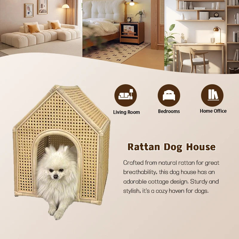 YXT Dog House/Dog Bed/Cat House Pet Furniture Eco-friendly Luxury Hand-Woven Rattan  Rattan Pet House Cage Woven Rattan Pet Bed