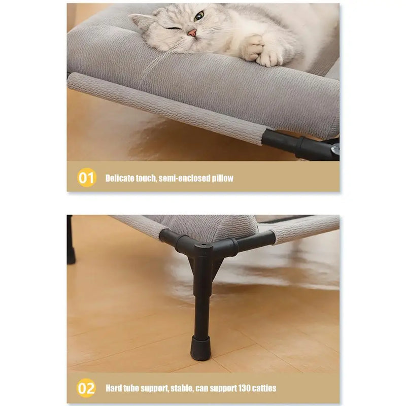 Dog Cot Outdoor Dog Bed With Pillow And Breathable Mesh Removable Pet Furniture For Cat Patio Sunbathing Travel Training Home