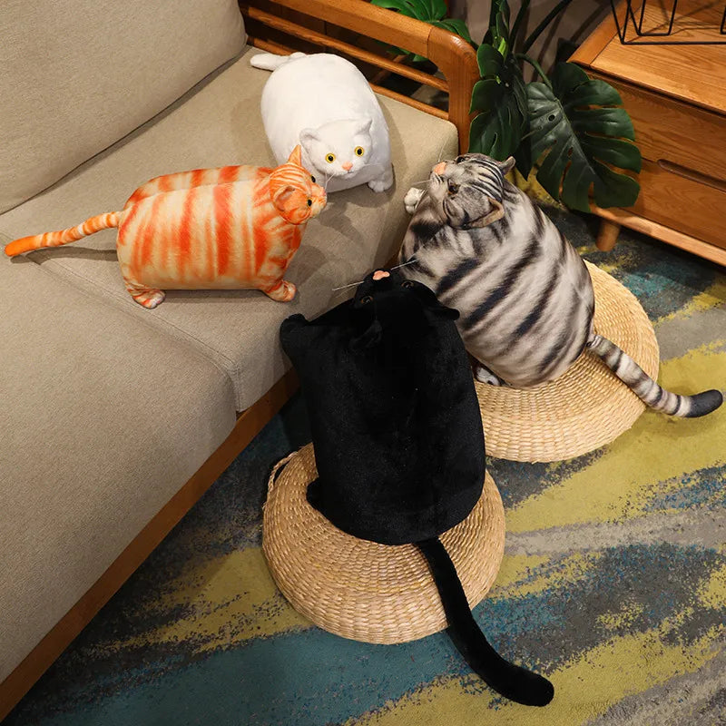 30/50cm Chubby Fat Cat Plushie Toy 3D Simulation Little Head Big Body Animal Doll Huggable Pillow Home Decoration