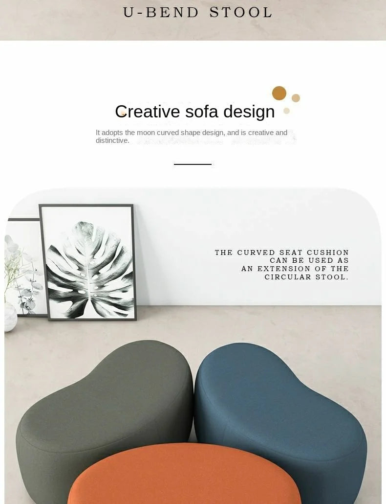 Fashion Curved Seat Cushion Ottoman Dressing Makeup Shoe Stool Pouf Soft Fleece Bench Adutls Baby Kids Gift Home Decor Furniture