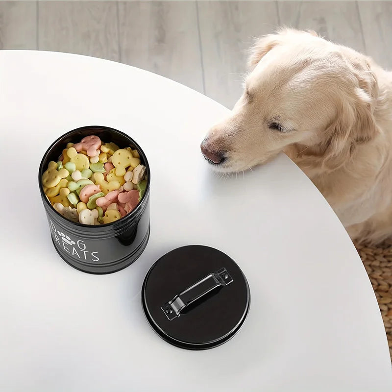 Metal Dog Treat Container Dog Food Storage Container Food Storage Container for Dogs Cats Pet Treat Jar Pet Supplies
