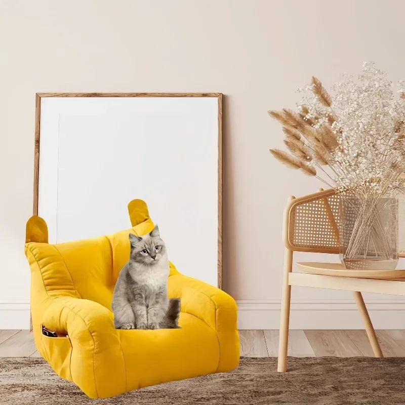 1pc Cat Sofa Bed with Adorable Cartoon Design, Detachable & Washable Reusable Pet Furniture, - for Indoor Cats Up To 2.72 KG