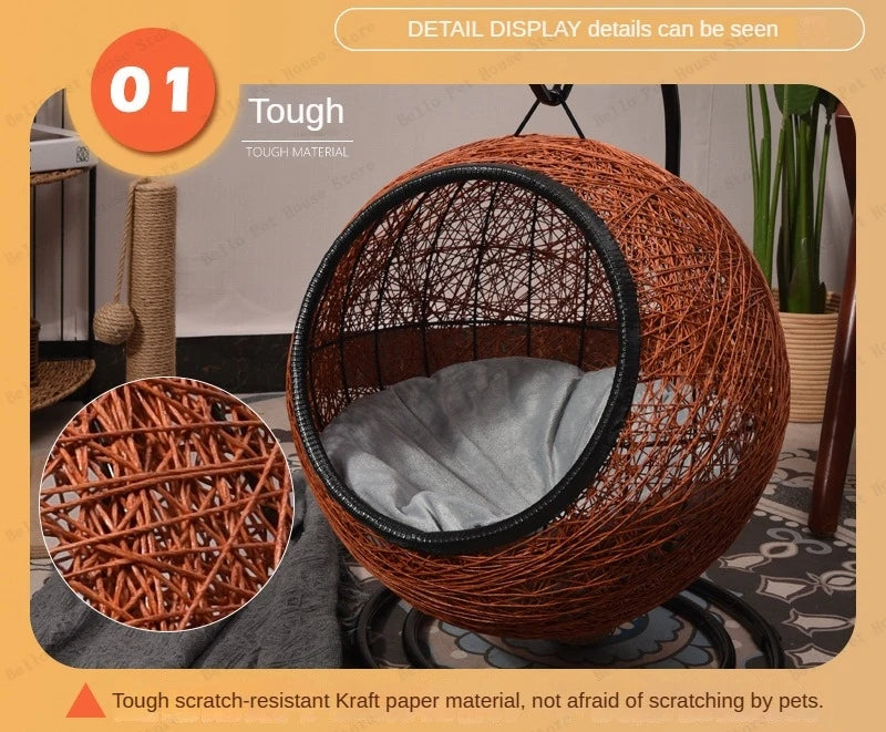 Cat Hanging Basket Hammock Cat Nest Semi-enclosed Pet Furniture Luxury Cat Bed Pet Supplies Pet Toys