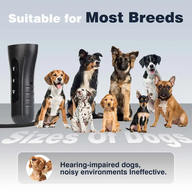 2025 NEW Pet Dog Repeller Ultrasonic Dog Training Device Rechargeable Anti Dog Bark Deterrent Device with LED Dogs Accessories