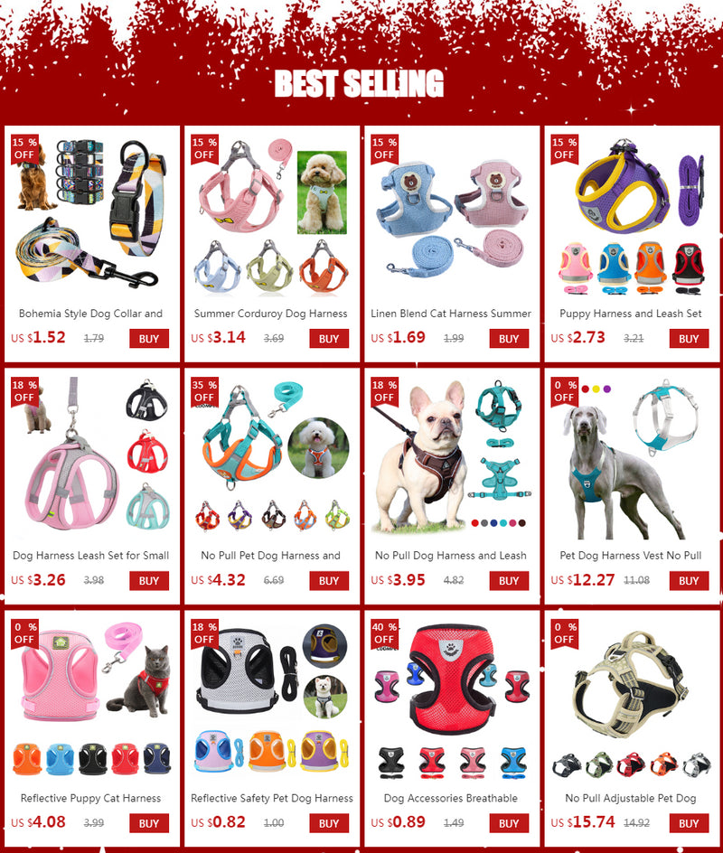 Reflective Safety Pet Dog Harness and Leash Set for Small Medium Dogs Cat Harnesses Vest Puppy Chest Strap Pug Chihuahua Bulldog
