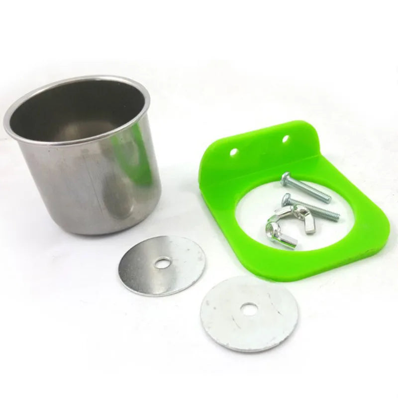 Stainless Steel Bird Water Drinker Feeder Pet Bird Supplies Dispenser Bottle Drinking Cup Bowls For Pet Parrot Cage Small Pets