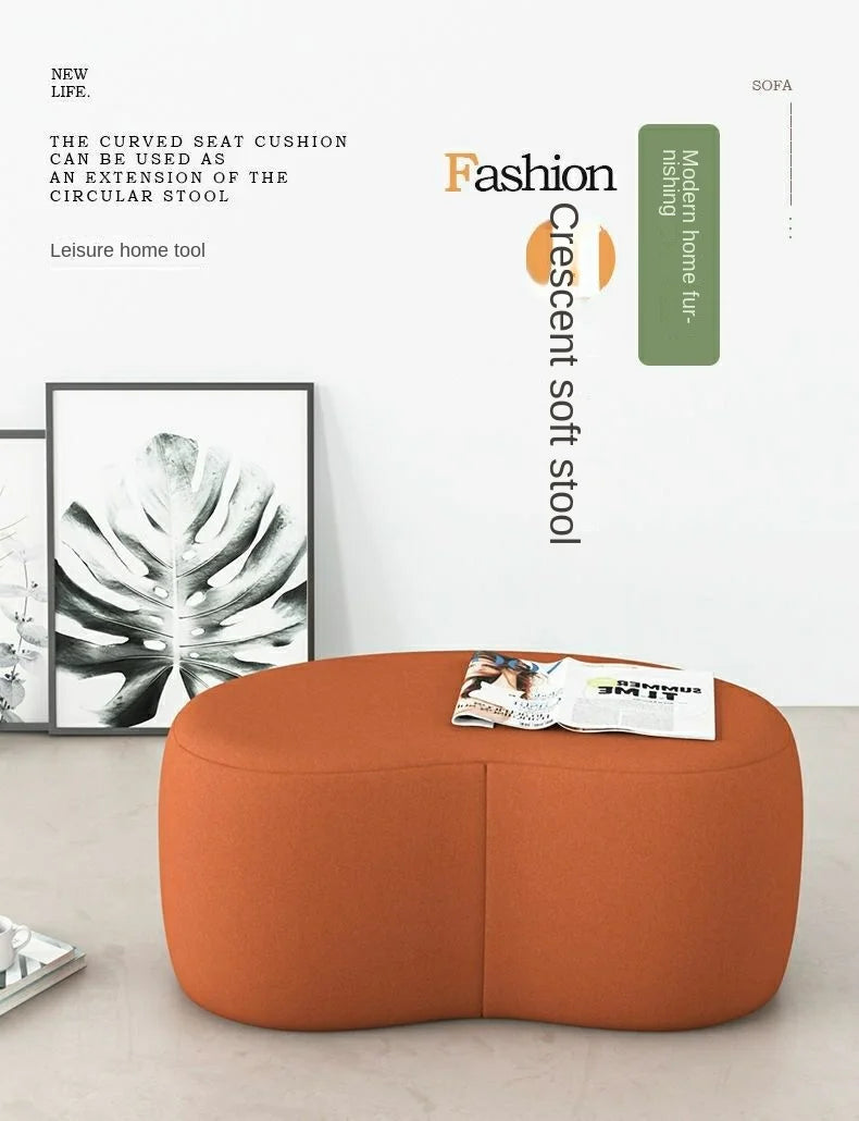 Fashion Curved Seat Cushion Ottoman Dressing Makeup Shoe Stool Pouf Soft Fleece Bench Adutls Baby Kids Gift Home Decor Furniture