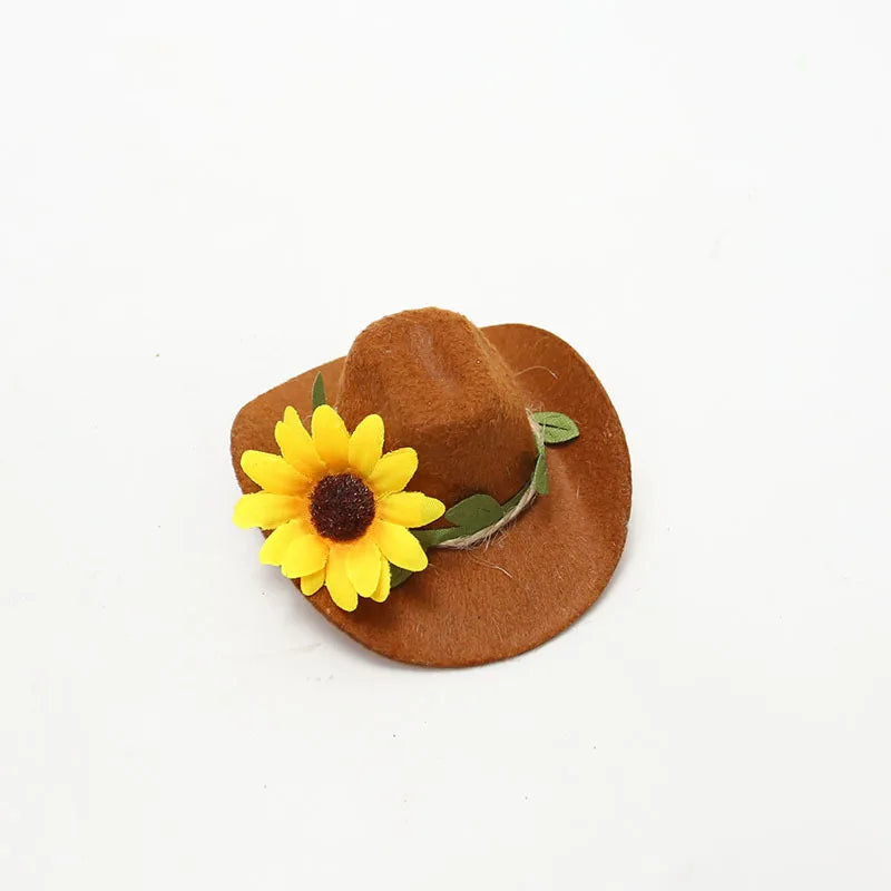 1 pc Cute Hamster Hats Mini Cowboy Hat Mexico Caps for Small Animals Guinea Pig Hamster Bird Cosplay Photo Props Pet Headdress