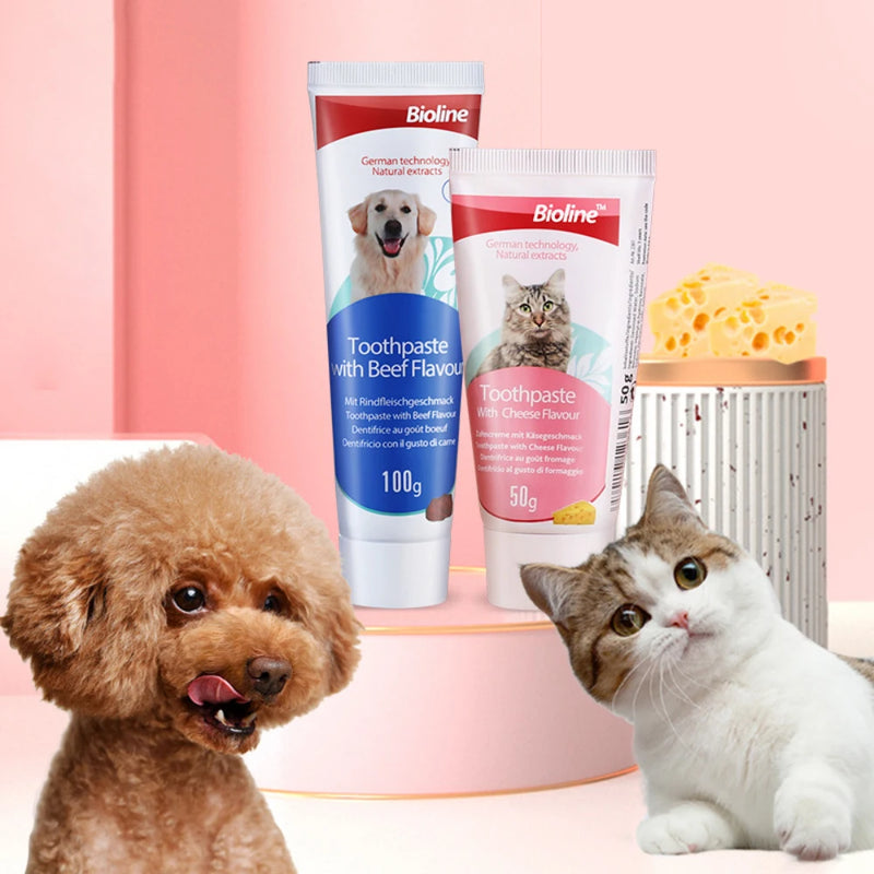 Pet Dog Toothpaste Beef, Chicken, Mint, Sweet Orange Flavors Oral Cleaning Care Fresh Breath Brushing Supplies for Pets
