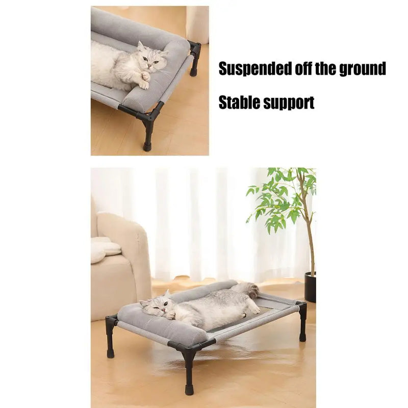 Dog Cot Outdoor Dog Bed With Pillow And Breathable Mesh Removable Pet Furniture For Cat Patio Sunbathing Travel Training Home