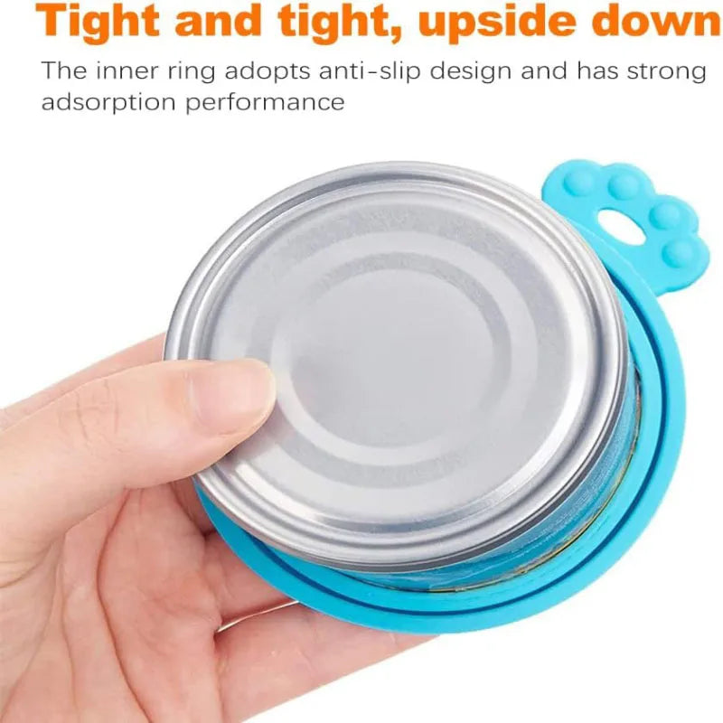 A set Reusable Pet Food Can Cover and Spoon Portable Dogs Cat Storage Tin Cap Lid Seal Cover Health Pet Supplies Pet Lids Can
