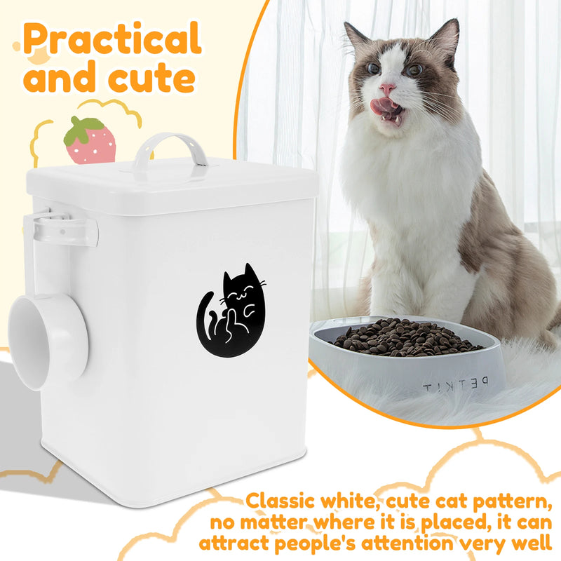 Pet Food Storage Barrel Metal Thickened Cat Food Container with Lid Silicone Gasket 6L Large Capacity Dog Treat Holder Organizer