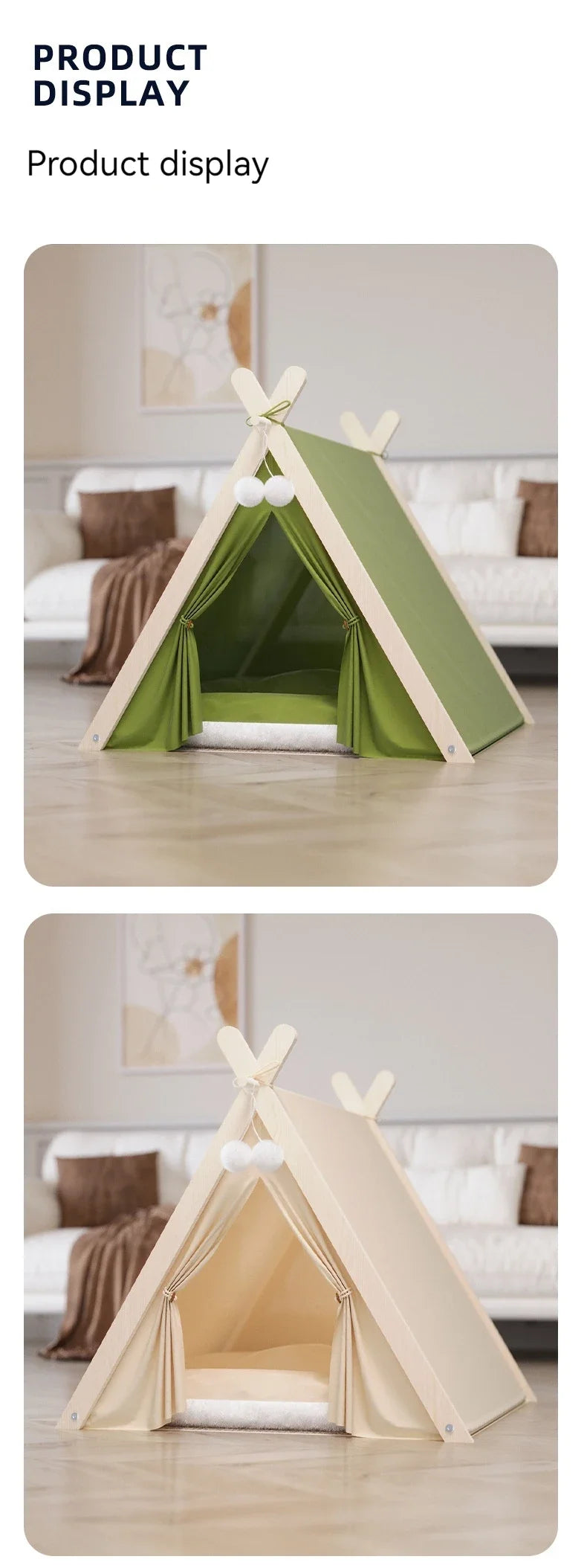 Pet Tent House Foldable and Removable Portable Comfortable and Breathable Cat House Stable Dog House with Thick Pad Pet Supplies