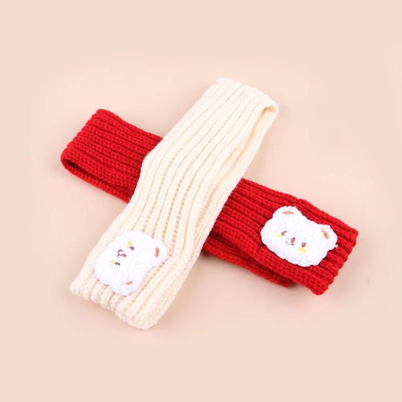 Cartoon Bear Print Cat Dog Scarf Warm Prevent Detachment Pet Neck Scarf for Small Dogs Puppy Kitten New Year's  Christmas Gifts