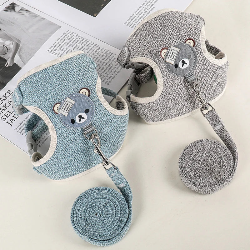 Cartoon Print Cat Rabbit Harness and Leash Set Bunny Rabbits Pet Accessories Bunnies Vest Clothes lapin accessoires pour animaux