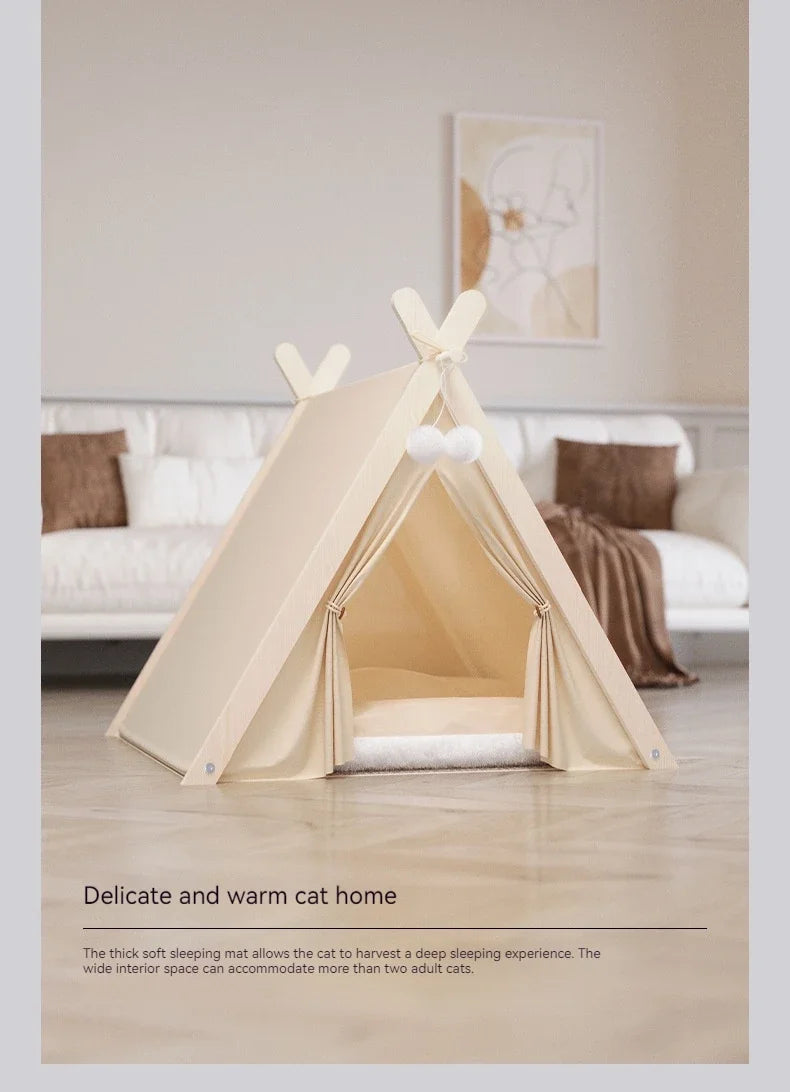 Pet Tent House Foldable and Removable Portable Comfortable and Breathable Cat House Stable Dog House with Thick Pad Pet Supplies