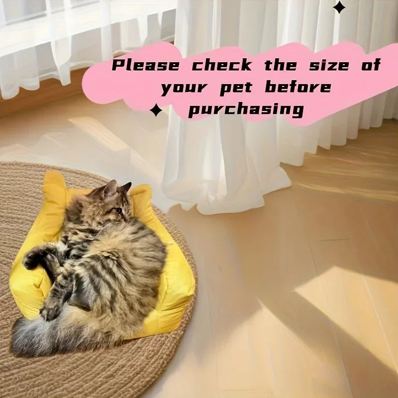 1pc Cat Sofa Bed with Adorable Cartoon Design, Detachable & Washable Reusable Pet Furniture, - for Indoor Cats Up To 2.72 KG