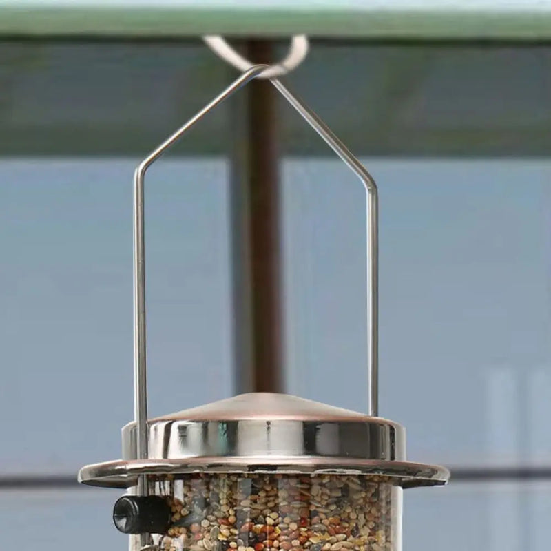 Pet Supplies Metal Bird Feeder Automatic Transparent Bird Food Dispenser Waterproof Large Capacity Bird Feeding Bowl Outdoor