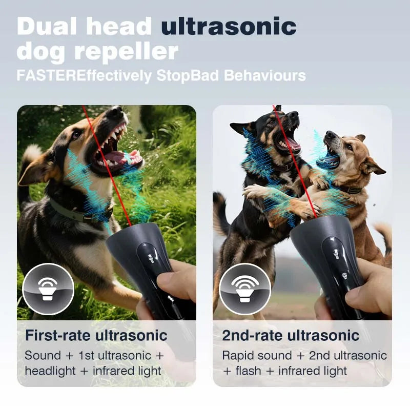 2025 NEW Pet Dog Repeller Ultrasonic Dog Training Device Rechargeable Anti Dog Bark Deterrent Device with LED Dogs Accessories