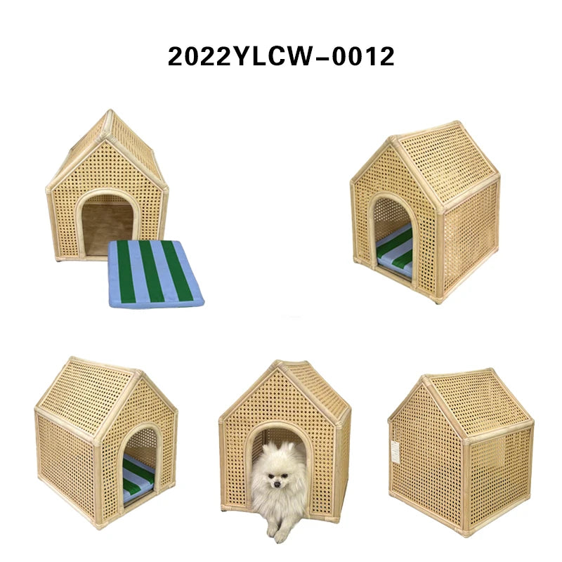 YXT Dog House/Dog Bed/Cat House Pet Furniture Eco-friendly Luxury Hand-Woven Rattan  Rattan Pet House Cage Woven Rattan Pet Bed