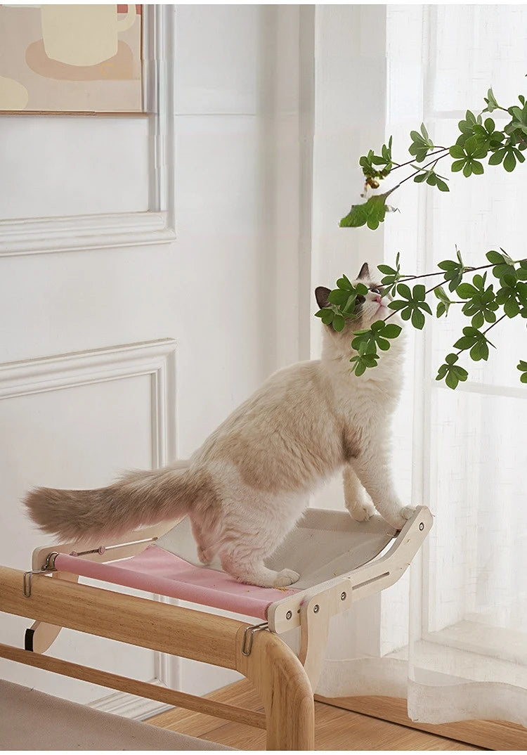 Hanging Pet Cat Bed Window Hammock Sofa House Furniture Kitten Indoor Washable Removable Seat Wooden Sleeping Bed Perch Shelves