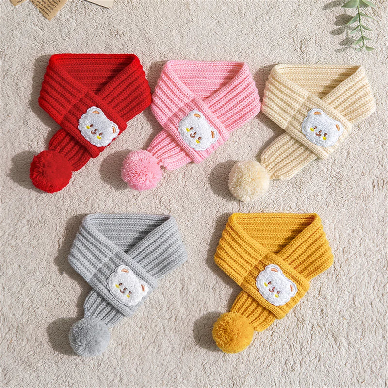 Cartoon Bear Print Cat Dog Scarf Warm Prevent Detachment Pet Neck Scarf for Small Dogs Puppy Kitten New Year's  Christmas Gifts