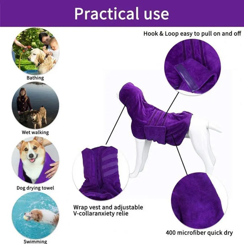 Pet Bathrobe Good Water Absorption Quick-dry Adjustable Comfortable Super Absorbent Fiber Wrapped Version Dog Towel Pet Supplies