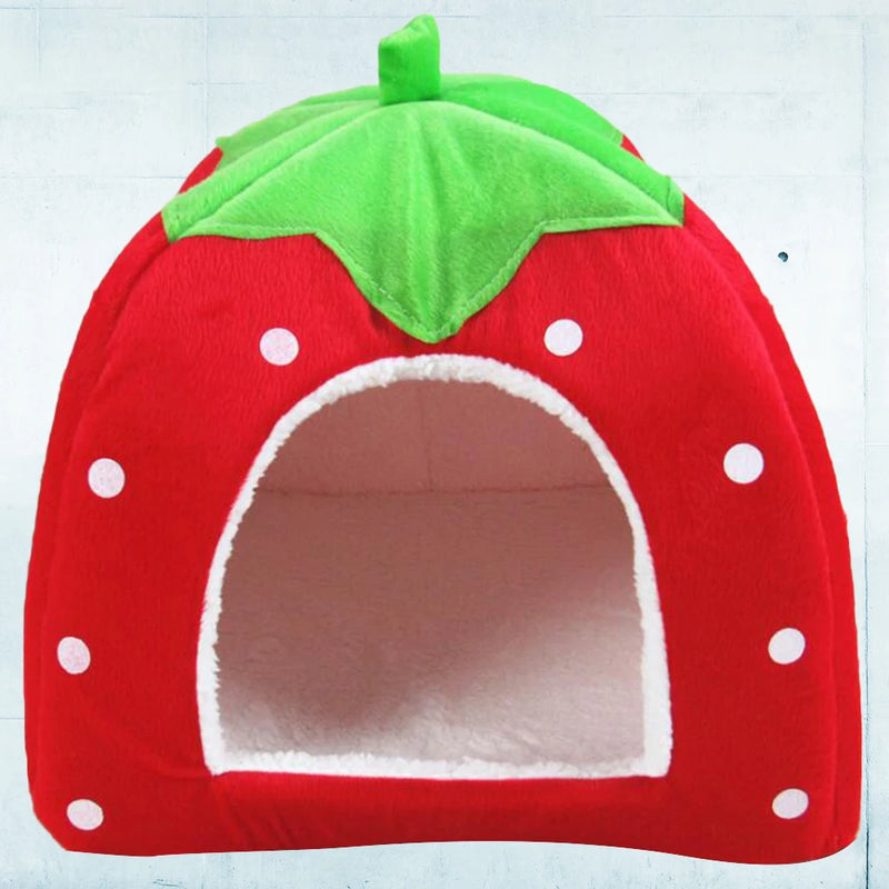 Foldable Pet House Strawberry Cat Bed Entrance Pet Puppy Cave Sofa Cat Tent Sleeping Bed for Cats Dog