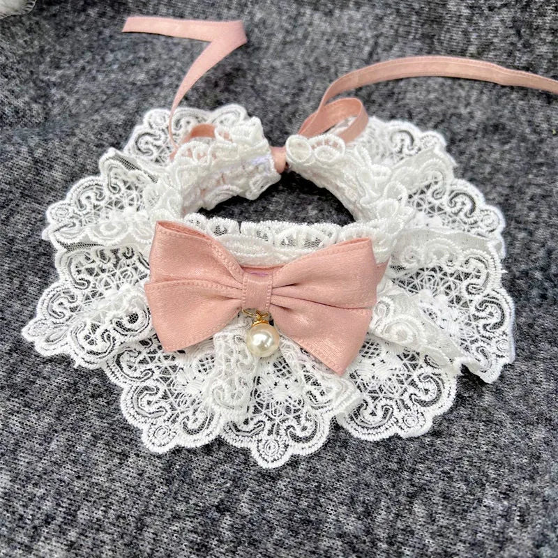 Pet drool towel with printing lace cute cat tie dog tie suitable for large, medium, and small pets going out to catch the eye