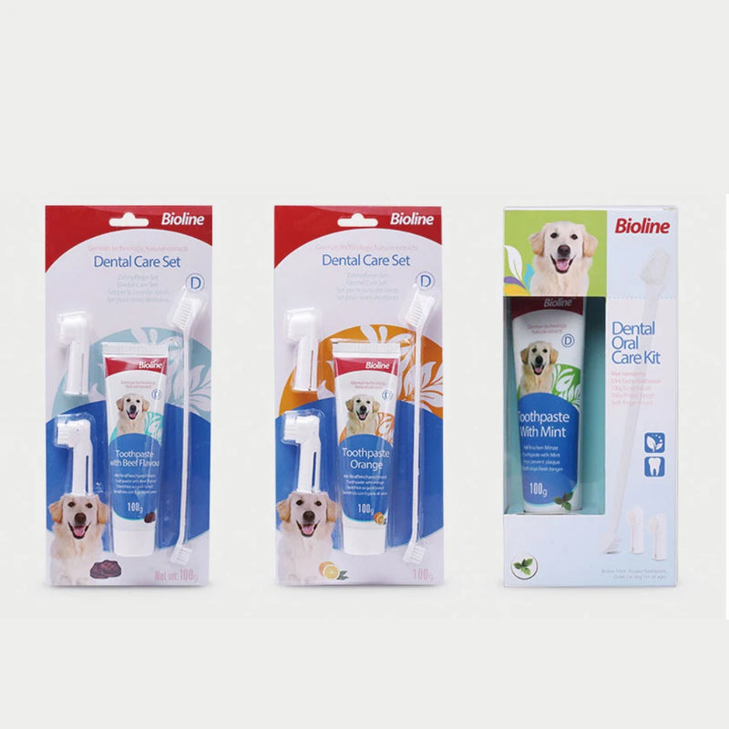 Pet Dog Toothpaste Beef, Chicken, Mint, Sweet Orange Flavors Oral Cleaning Care Fresh Breath Brushing Supplies for Pets