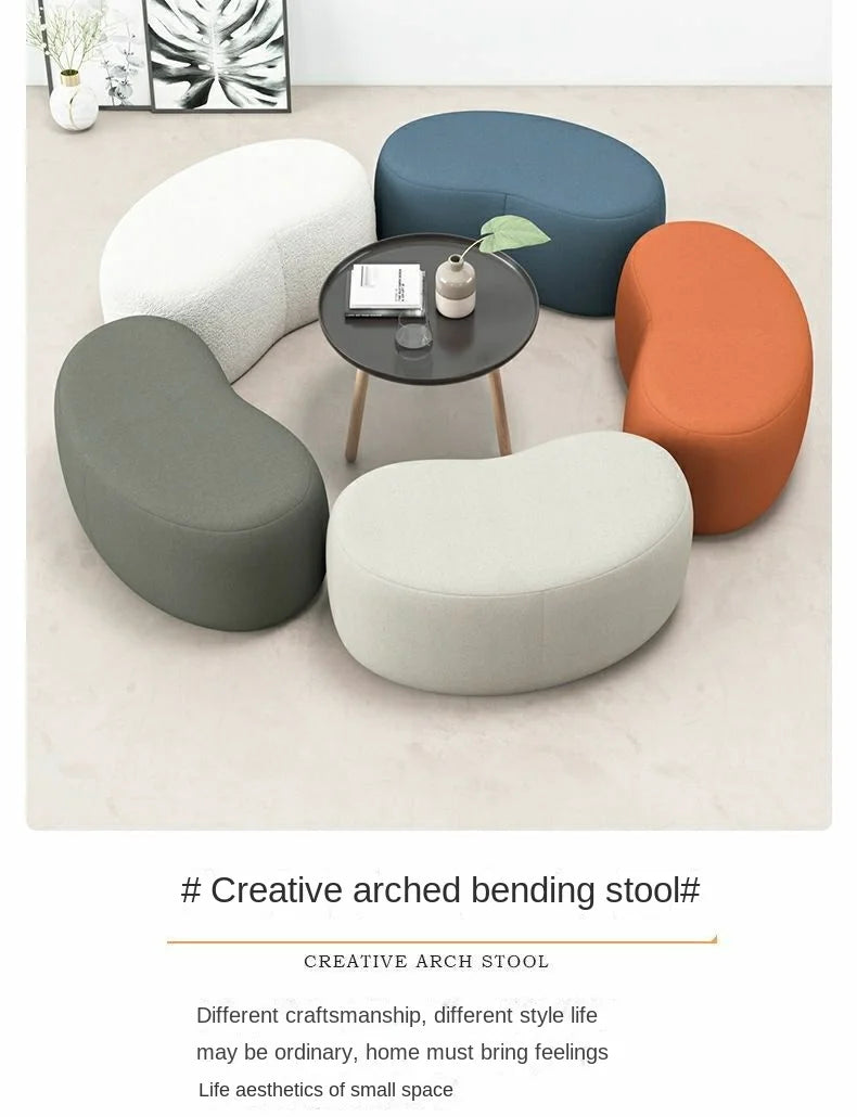 Fashion Curved Seat Cushion Ottoman Dressing Makeup Shoe Stool Pouf Soft Fleece Bench Adutls Baby Kids Gift Home Decor Furniture