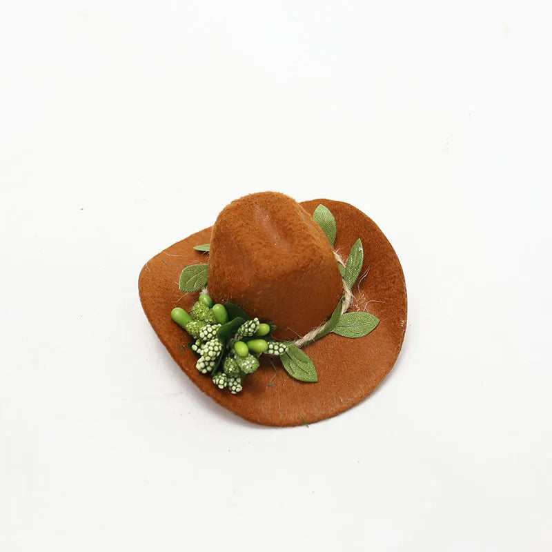 1 pc Cute Hamster Hats Mini Cowboy Hat Mexico Caps for Small Animals Guinea Pig Hamster Bird Cosplay Photo Props Pet Headdress