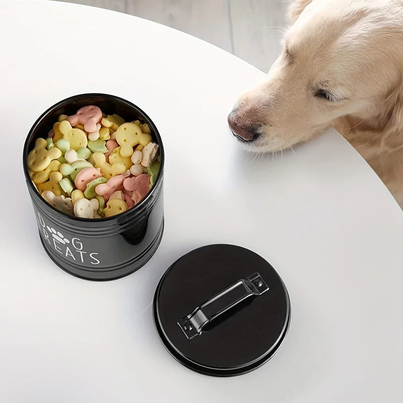 Metal Dog Treat Container Dog Food Storage Container Food Storage Container for Dogs Cats Pet Treat Jar Pet Supplies