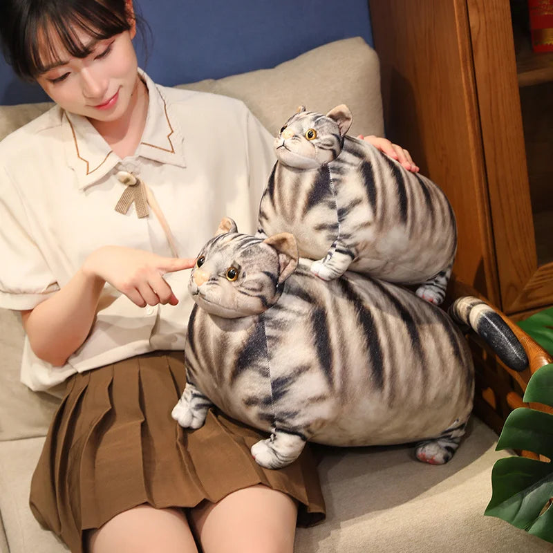 30/50cm Chubby Fat Cat Plushie Toy 3D Simulation Little Head Big Body Animal Doll Huggable Pillow Home Decoration