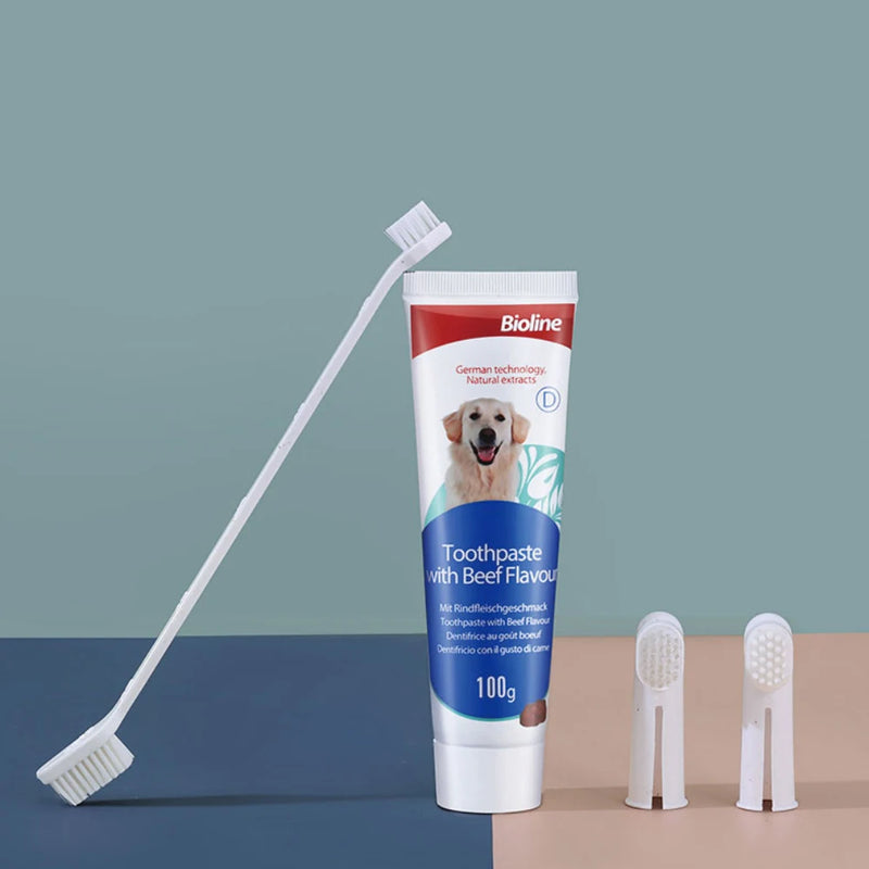 Pet Dog Toothpaste Beef, Chicken, Mint, Sweet Orange Flavors Oral Cleaning Care Fresh Breath Brushing Supplies for Pets