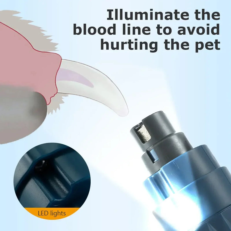 2 Speed Dog Nail Grinder With LED Light Rechargeable Powerful Electric Pet Nail Trimmer Painless Paws Grooming And Smoothing