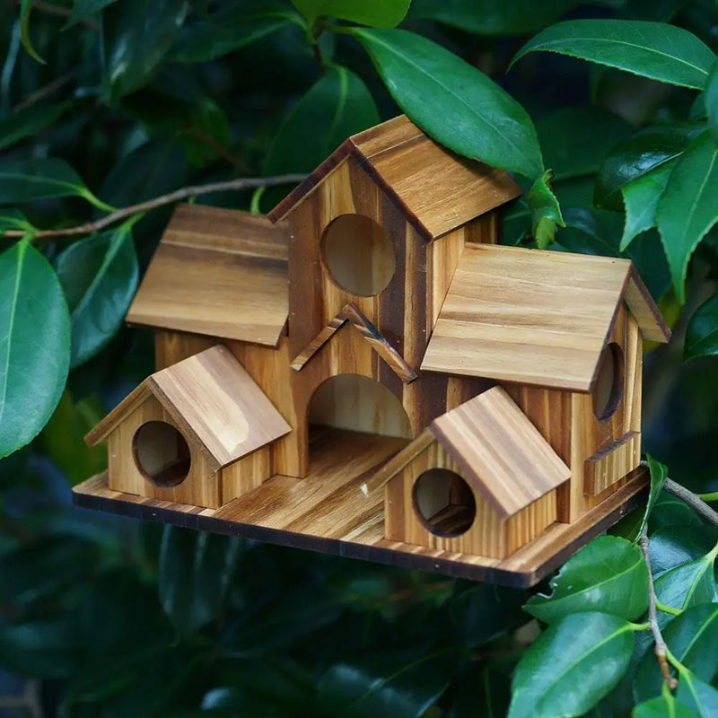 Bird House Room Wood Families Bluebird Finch Hanging Birdhouse For Garden Waterproof And Wear-resistant Pet Supplies