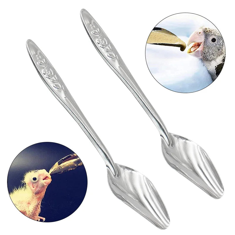 1-10 Pcs Bird Feeder Spoons Portable Aluminum Feeding Supplies Baby Bird Parrot Feeding Milk Spoon Birds Durable Care Tool