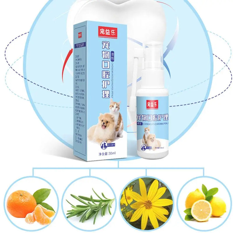 Pet Oral Care Spray for Cat Dog Instant Pet Fresh Breath Dental Care Teeth Cleaning Anti Inflammatory Dog Gingivitis Treatment